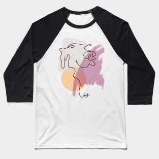 Abstract Line Art Dog Drawing on Watercolor Baseball T-Shirt